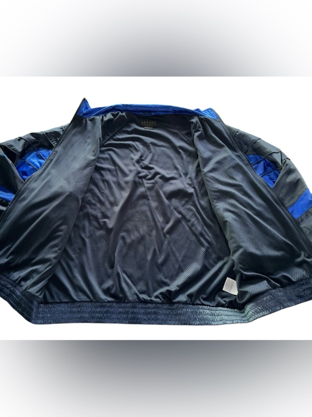Nike Air Jordan AJ5 Track Jacket Blue & Black Satin Full-Zip Retro Style Sz XL - Picture 7 of 12